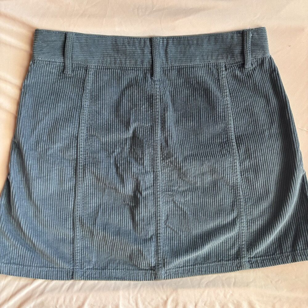 American Eagle Blue Corduroy Front Zip Mini Skirt Women's Size 4 - Picture 3 of 5